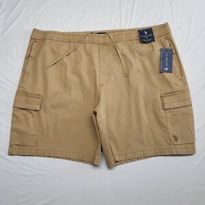 US Polo Assn Shorts Pull On Cargo Mens 3XL Drawstring Elastic Waist Tan NWT